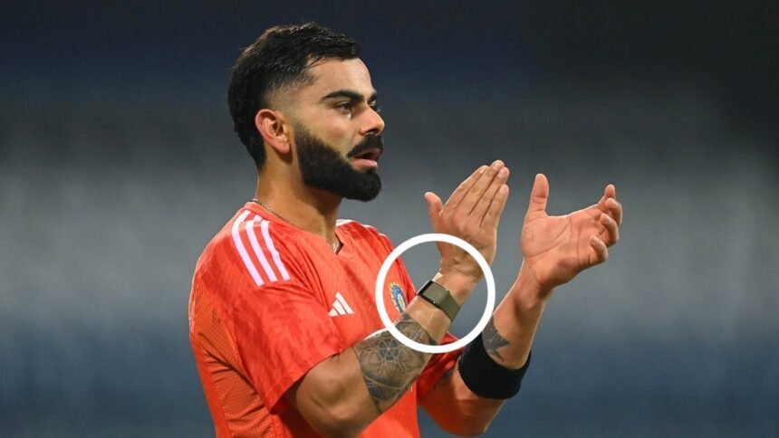 Virat Kohli wearing a whoop fitness tracker on his wrist